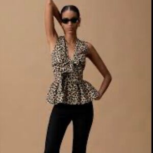 Maeve Leopard Print Peplum Blouse